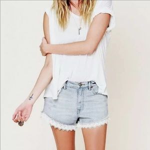 Free People| Light Grey Jean Shorts w/Lace